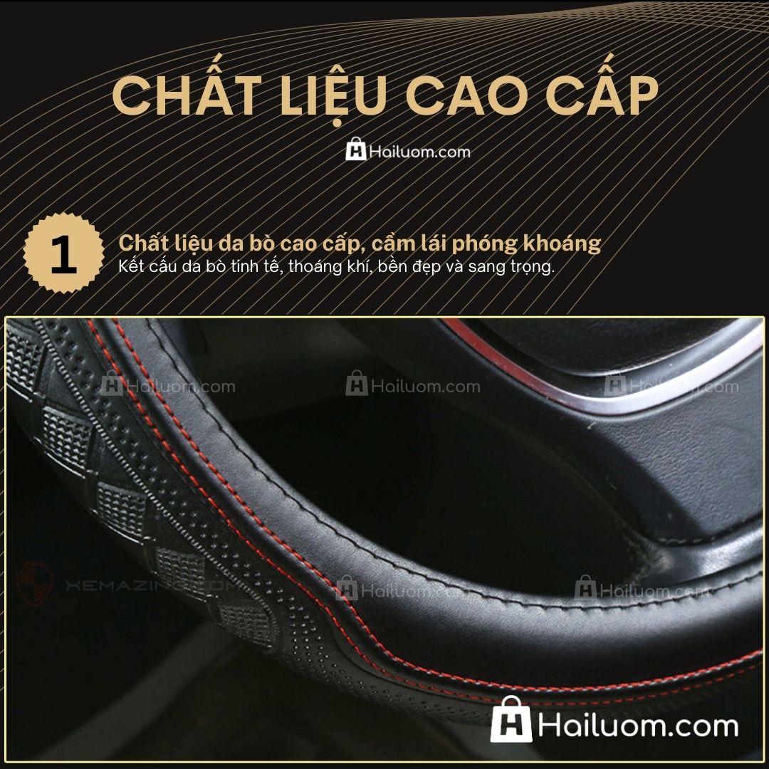 Bọc Vô Lăng ô tô cho DAEWOO LANOS Da Thật Cao Cấp 4 Mùa