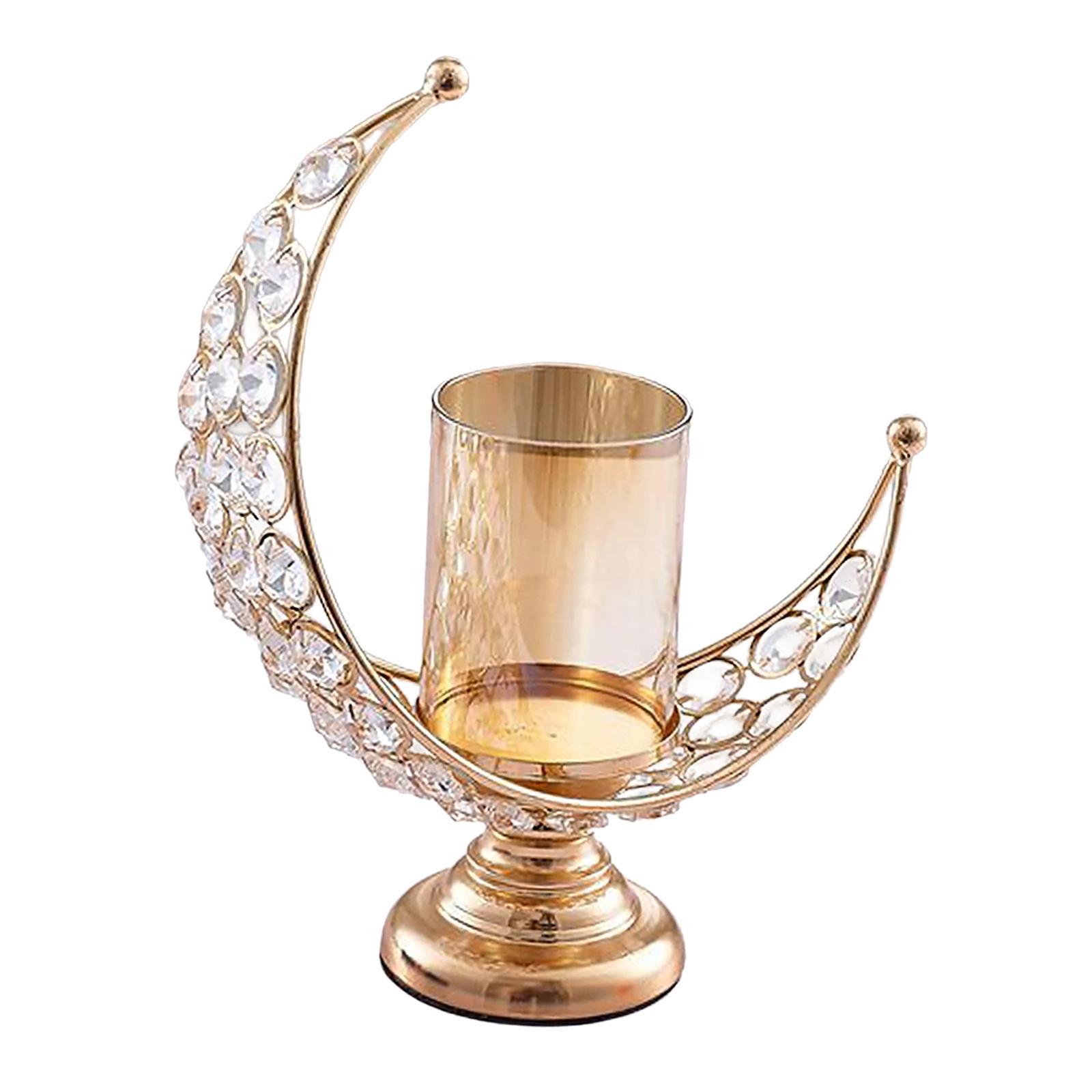 Pillar Candle Holder Moon Shape Candlestick Holder Metal Craft Dining Table Bedroom Wedding Centerpiece Home Decoration Tealight Holder