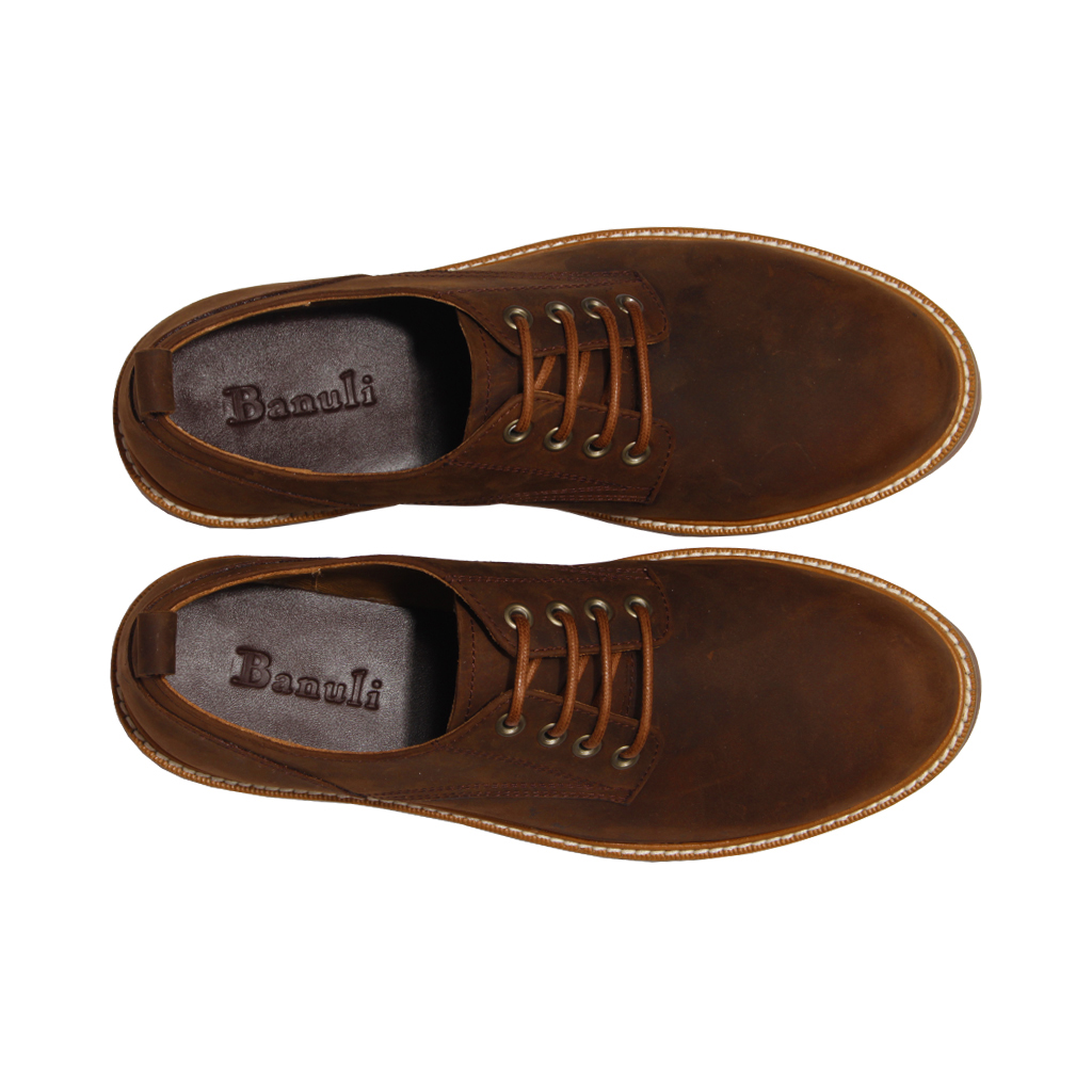 Giày Tây Nam Công Sở Banuli Da Bê Italian Dây Buộc Wingtip Oxford H1WO2 (Da Veg Itali Mềm Dẻo, Đế Siêu nhẹ, Bảo Hành Trọn Đời)