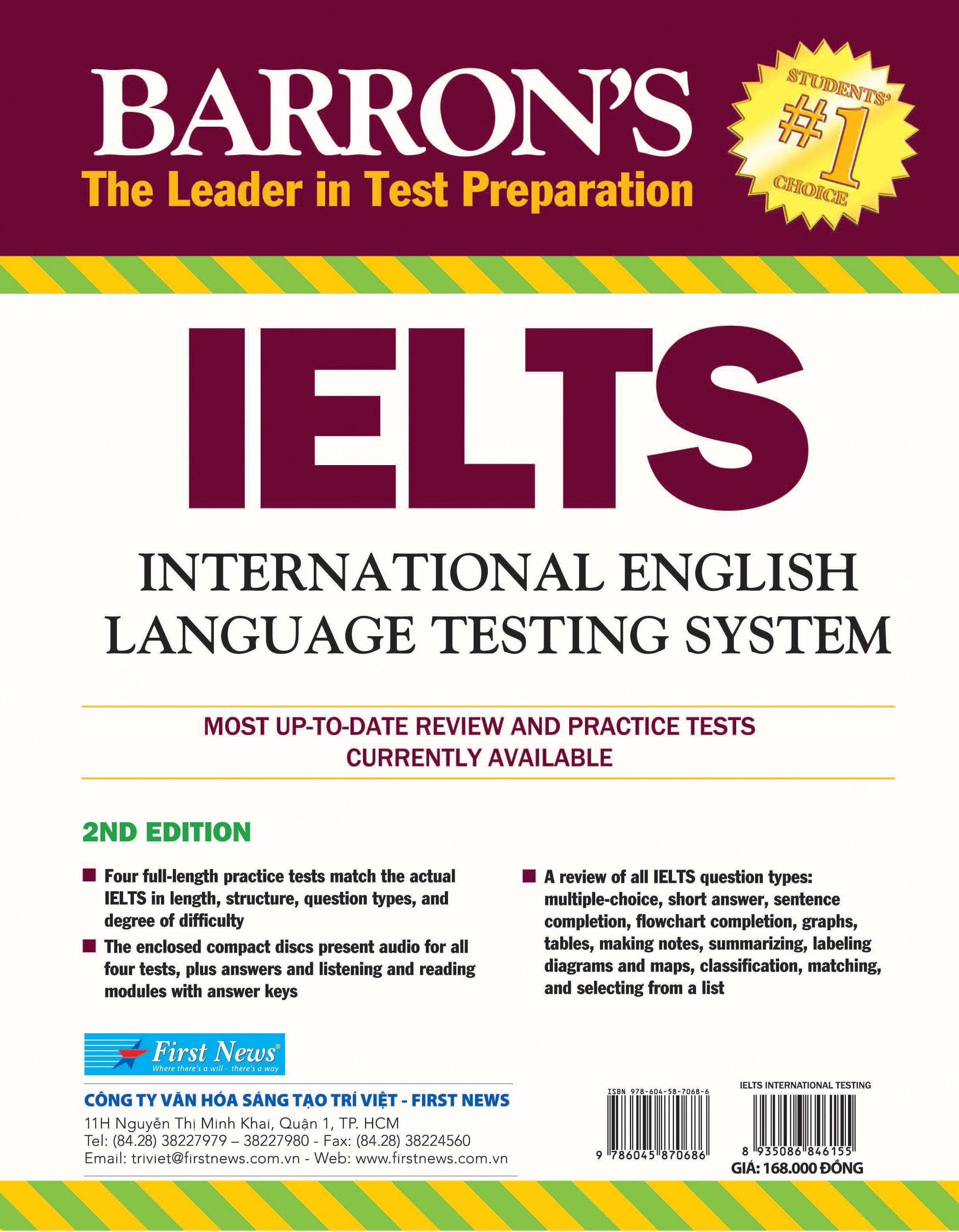 Barron's IELTS International English (Seconnd Edition) - FIRST NEWS - (Tái Bản 2018) - Tặng kèm 2 đĩa CD