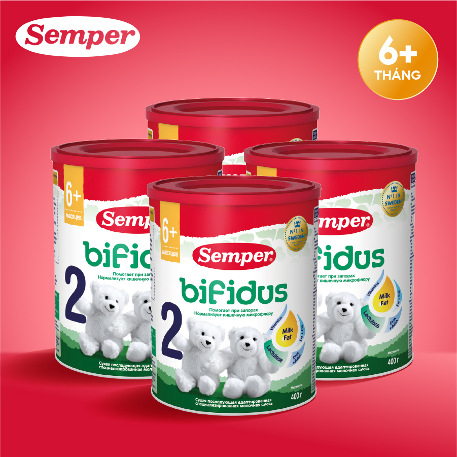 Combo 4 Sữa bột công thức Semper Bifidus số 2 400g/hộp