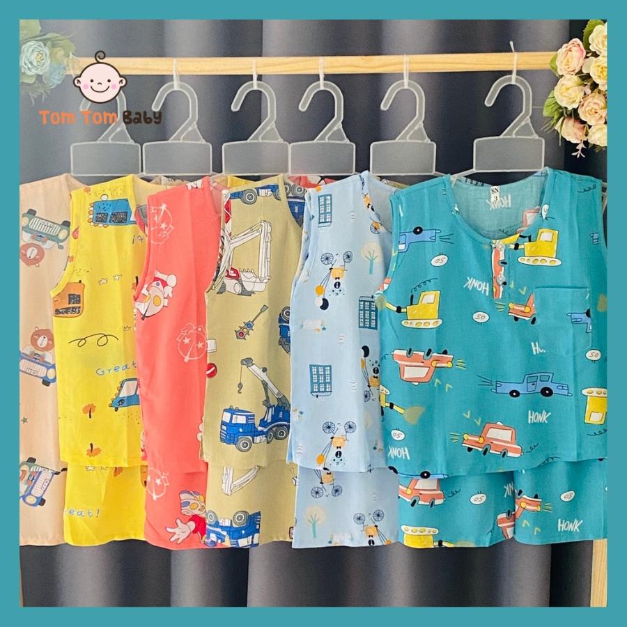 Set 5 Bộ quần áo bé trai mùa hè Ba Lỗ vải tôn, lanh mềm, mịn, mát mẻ | Quần áo trẻ em | Đồ tole bé trai| Đồ bộ bé trai|