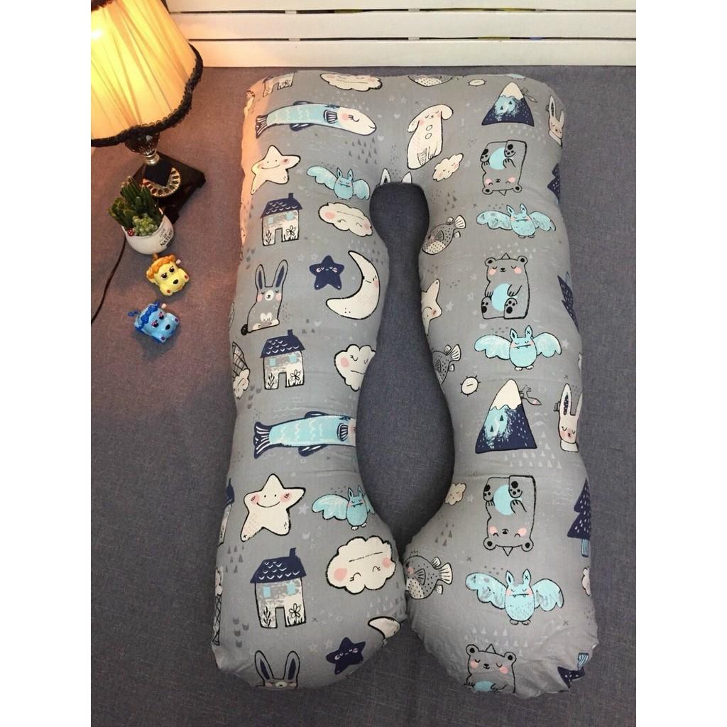 Gối bà bầu chữ u cotton size 140cm×75cm