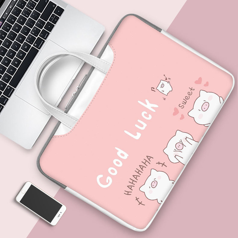 Hoạt Hình Dễ Thương Laptop Túi Chống Nước Máy Tính 13 14 15 15.6 16.1 Inch PU Laptop Đeo Vai Túi Xách Cho Macbook dell/HP/Lenovo