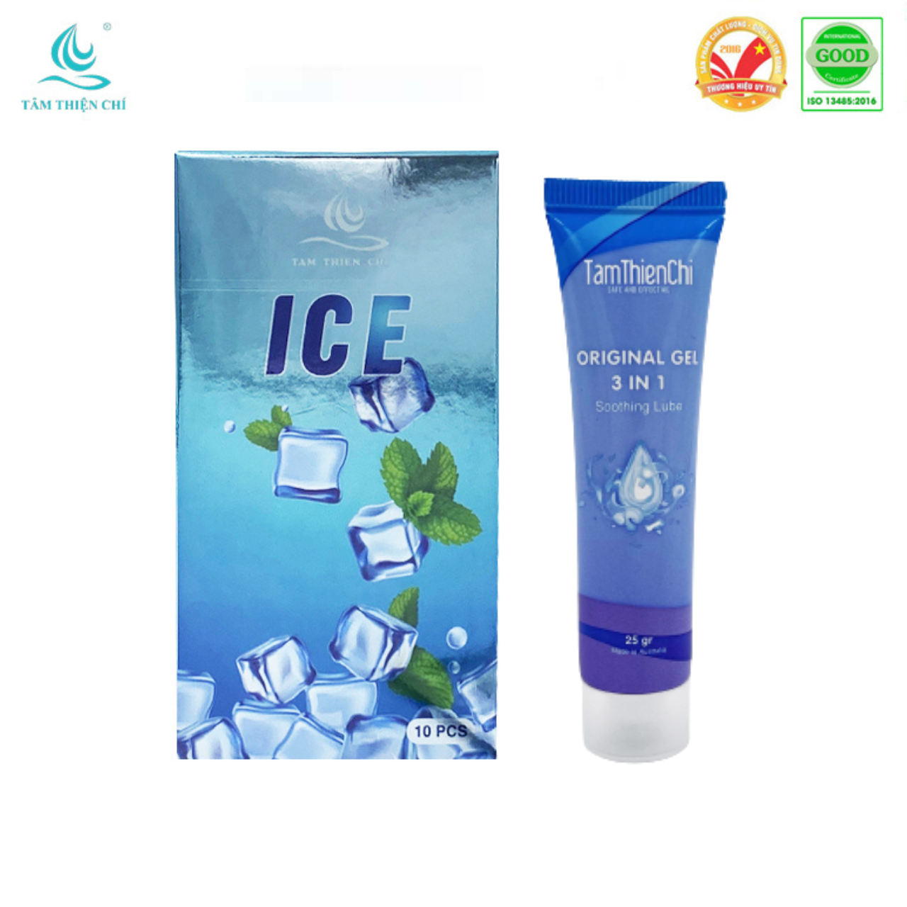 Gel bôi trơn Tâm Thiện Chí 25g và Bao cao su TTC ICE hộp 10 cái