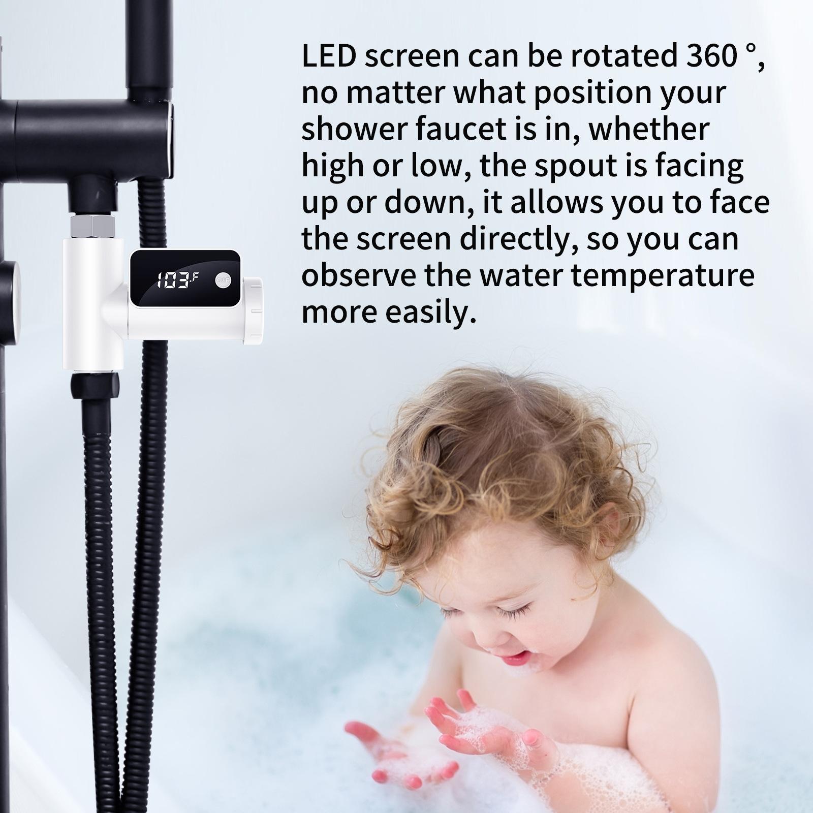 Nhiệt kế đo nhiệt độ vòi hoa sen kỹ thuật số LED 0~100℃ Màn hình đo nhiệt độ nước tắm cho em bé Màn hình xoay 360 độ C/F Có thể chuyển đổi cho trẻ em Người già Vật nuôi Nhà bếp