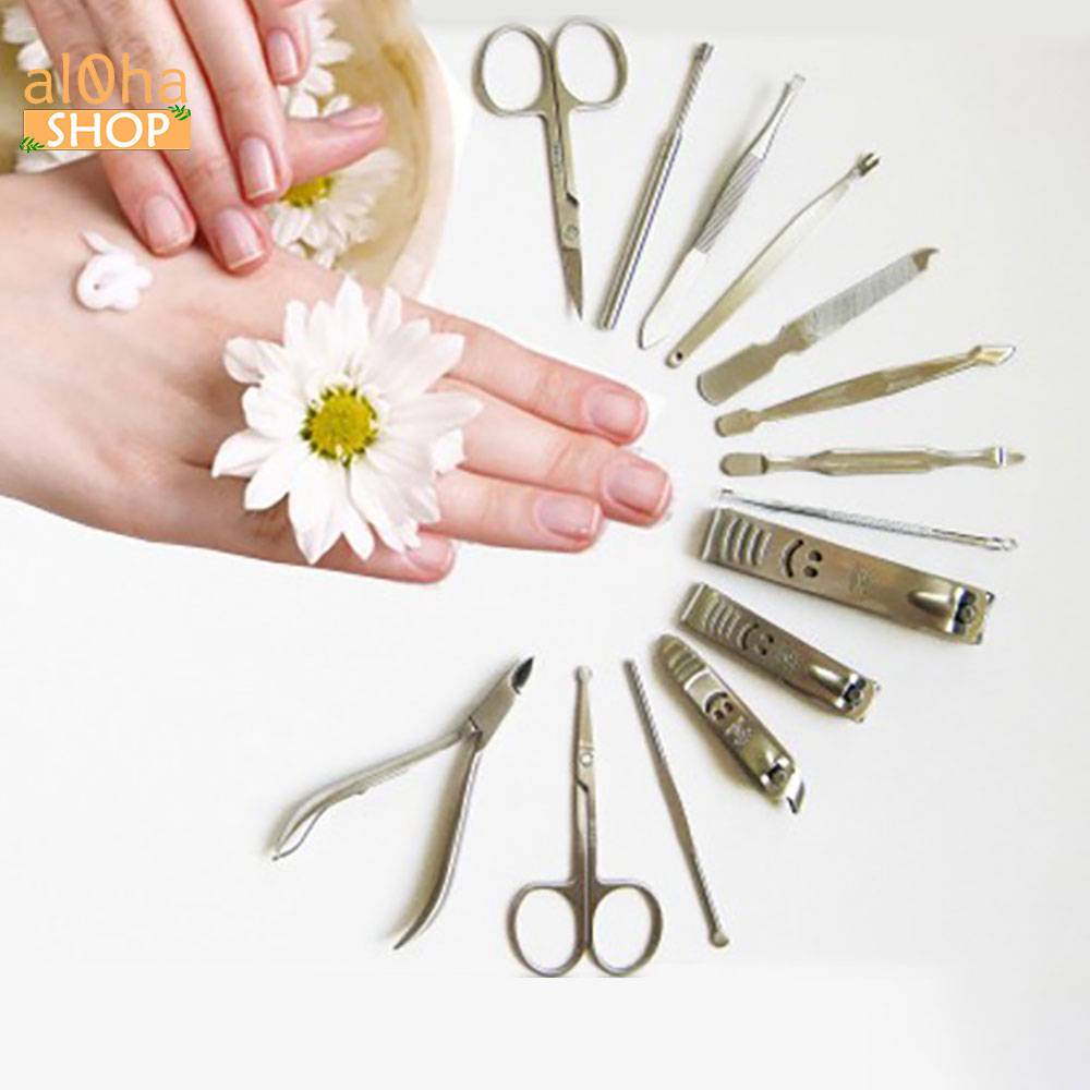 Bộ 12 món làm móng bấm, cắt móng tay, lấy ráy tai Nail Clipper thép không gỉ - al0ha Shop