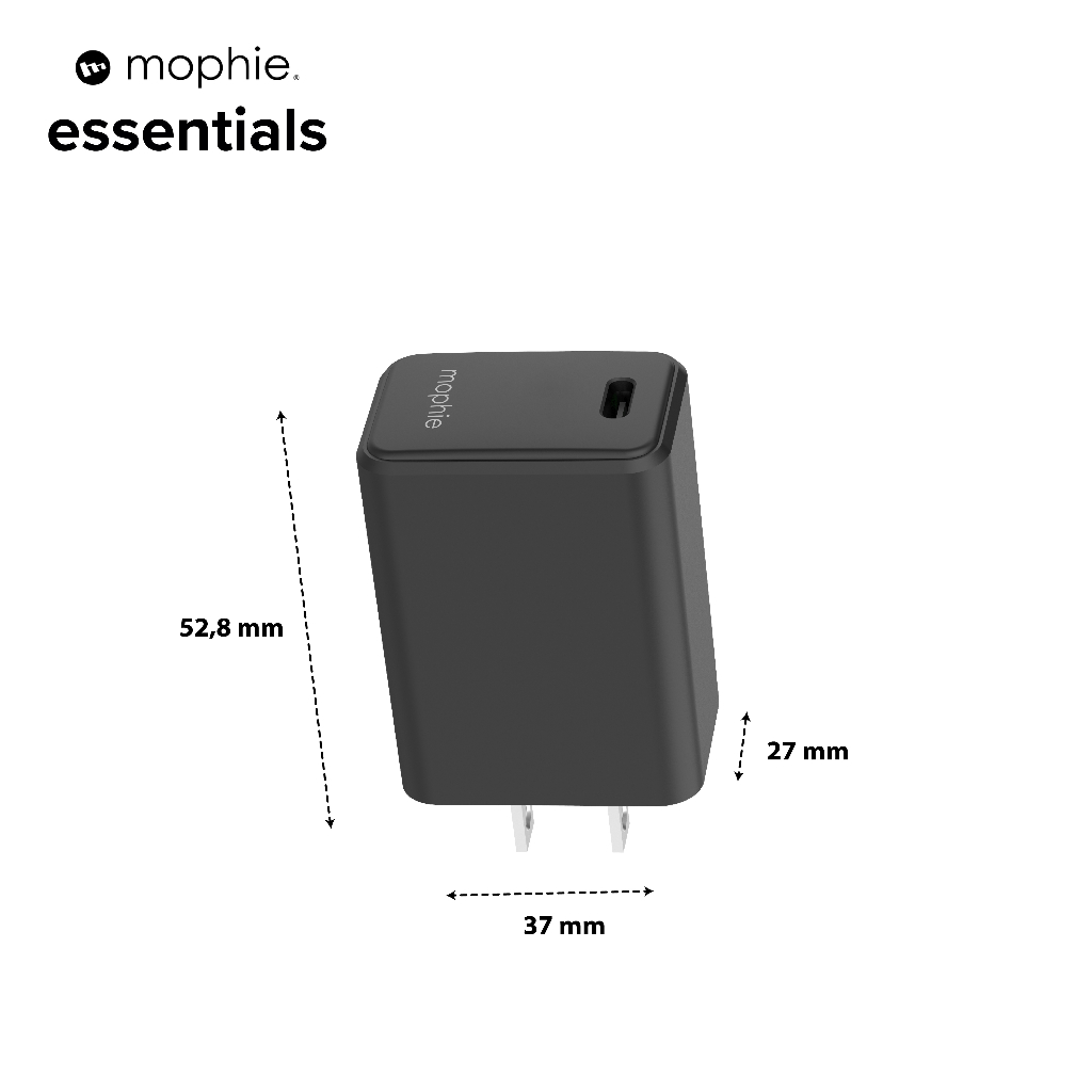 Sạc mophie Essentials PD 30W cổng A và C dành cho iP/nhà táo/Android - Hàng chính hãng