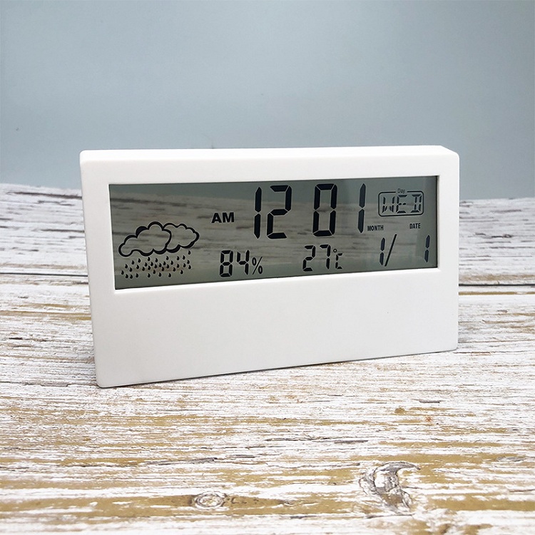 Đồng hồ điện tử để bàn màn hình trong suốt ( Hiển thị thời gian, lịch, thời tiết, đo nhiệt độ, độ ẩm
