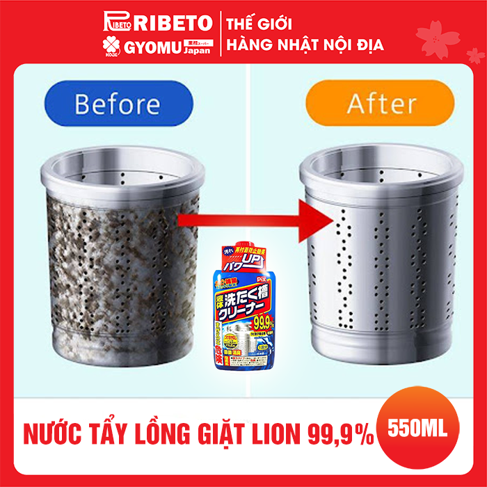 Nước tẩy lồng giặt LION 99,9% Nhật Bản Chai 550ml - Hàng nội địa Nhật Bản