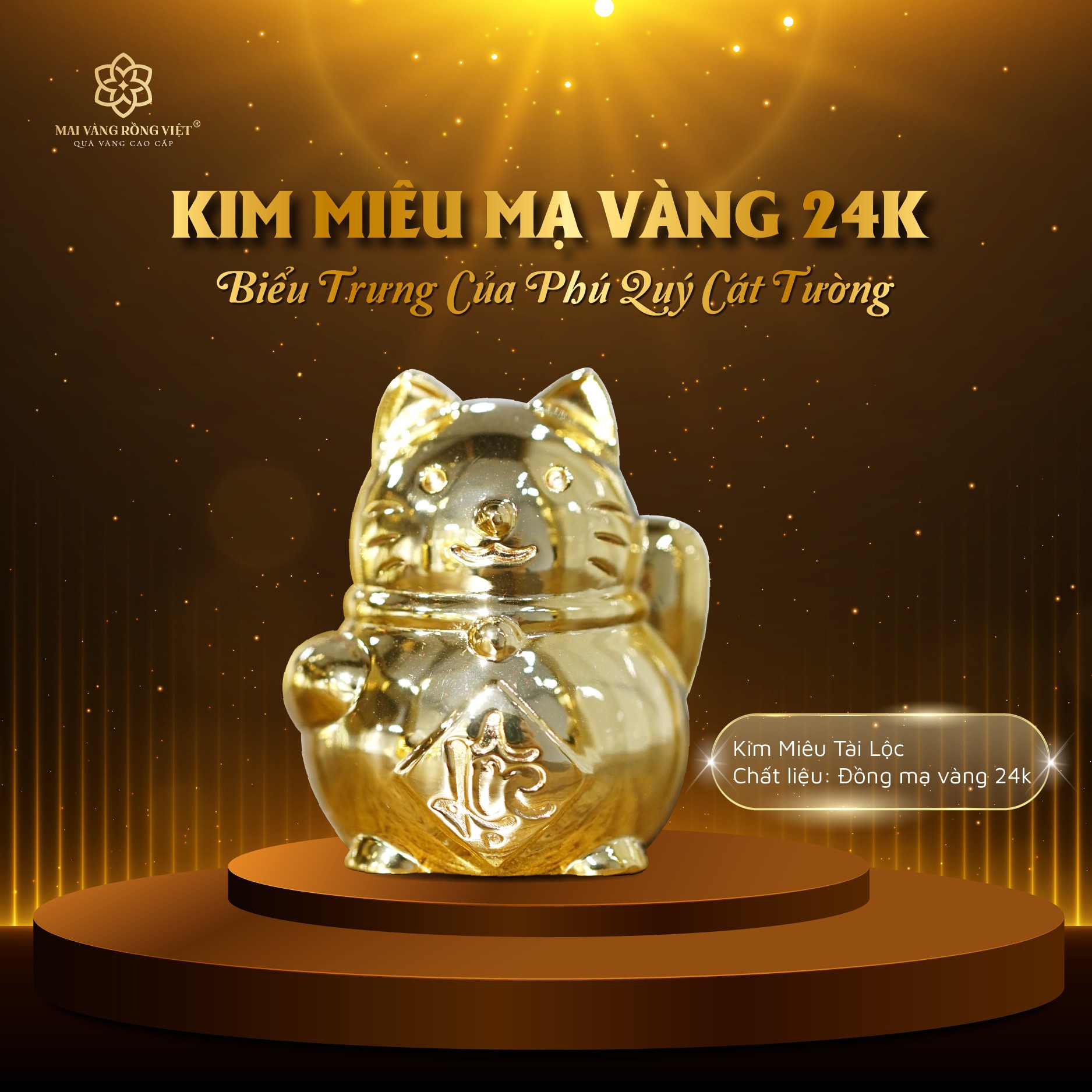 Kim Miêu Tài Lộc mạ vàng 24k