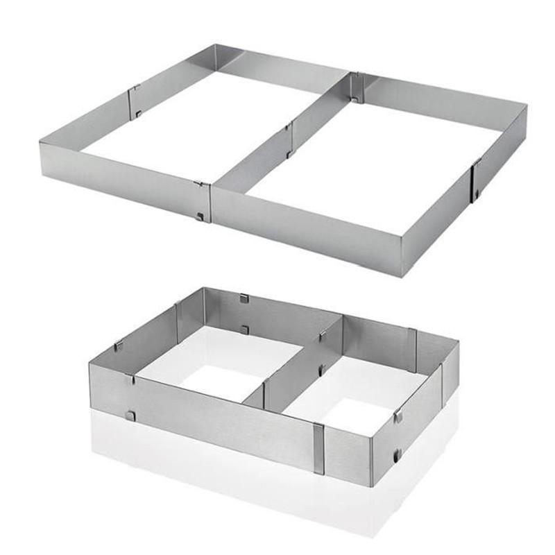 Màu Bạc Inox Có Thể Điều Chỉnh Hình Chữ Nhật Bánh Chảo Inox Nướng Bánh Chống Dính Khuôn Làm Bánh Bếp Cung Cấp