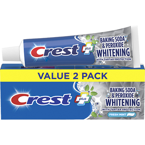 Combo kem đánh răng Crest Plus Baking Soda Peroxide Whitening (161g x 2) - Hàng chính hãng
