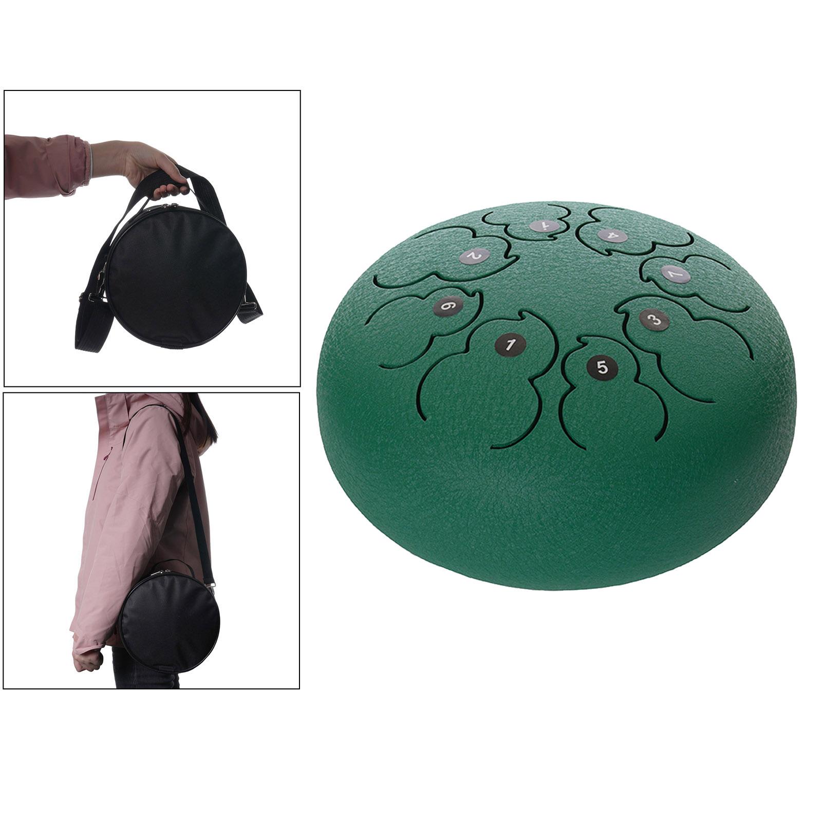8" Steel Tongue Drum Handpan C Key & Carrying Bag Cleaning Cloth Gift Green