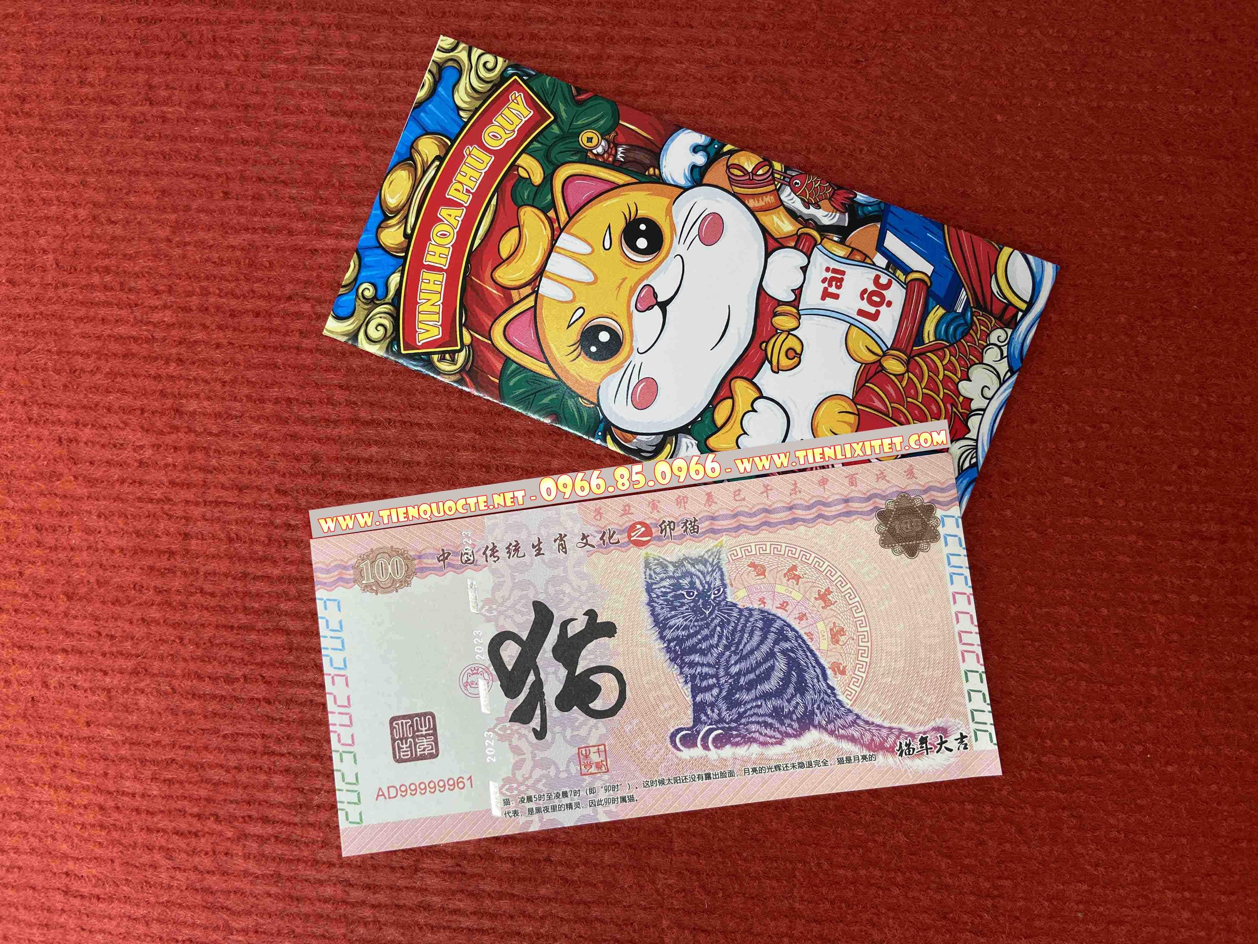 Bao lì xì t.iền 2023 may mắn hình con mèo Trung Quốc 2023 LGLS00068