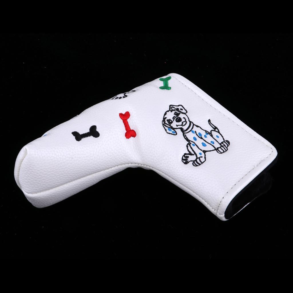 2-5pack Waterproof PU Leather Golf Blade Putter Head Cover White Dog