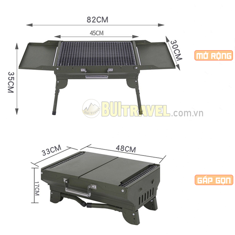 Bếp nướng than hoa gấp gọn mang đi du lịch dã ngoại BBQ, bếp nướng cắm trại ngoài trời - Billba Outdoors