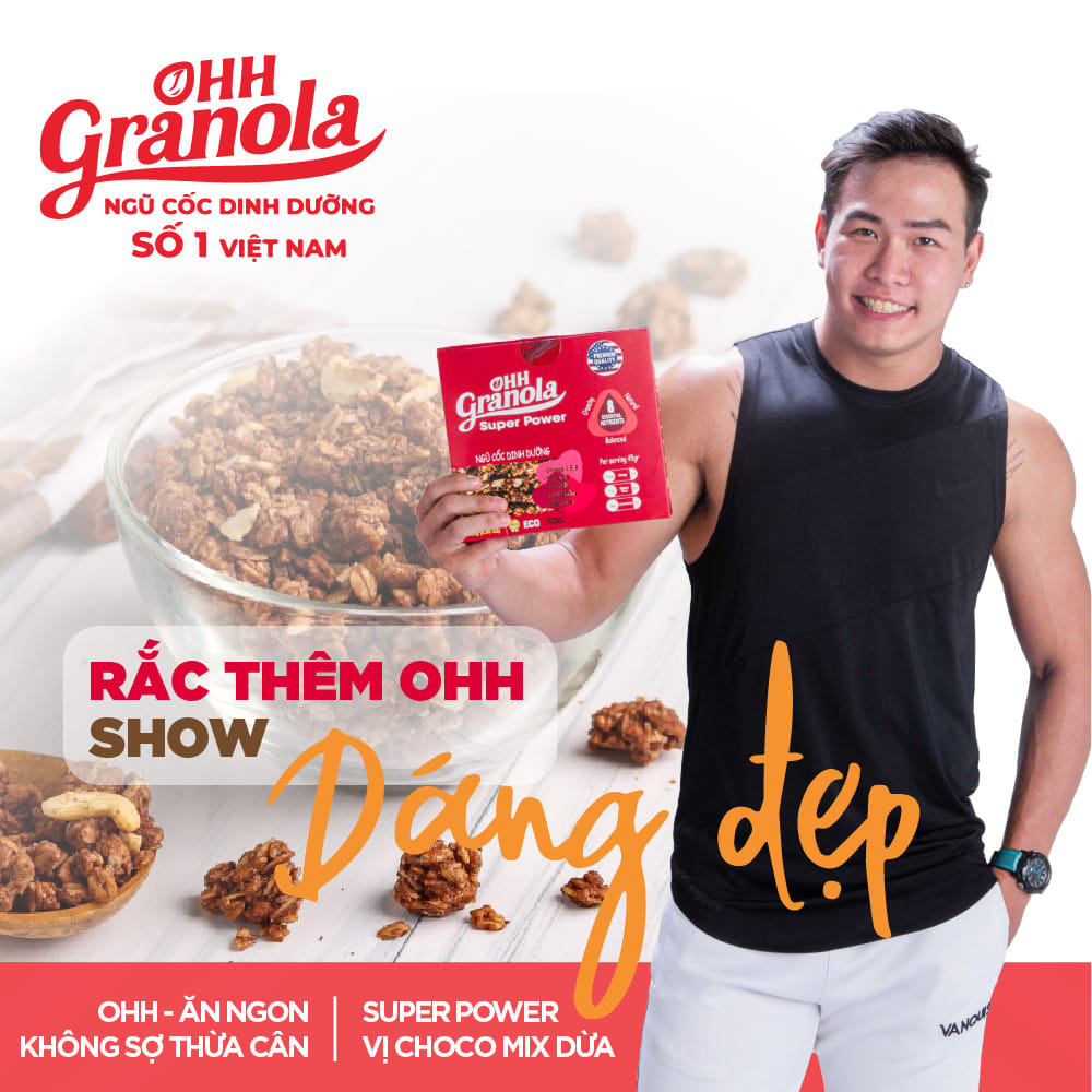 Giảm Cân Ngũ Cốc Tăng Cơ Giàu Năng Lượng Chocolate Đen - Super Power (Ohh - Granola) Tiêu Chuẩn FDA Hoa Kỳ, Hộp 250g