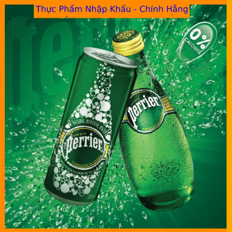 Nước khoáng có gas vị tự nhiên Perrier 250ml - Hàng Chính Hãng