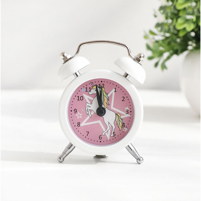 Đồng hồ báo thức để bàn mini Unicorn ngôi sao trắng 5x8cm