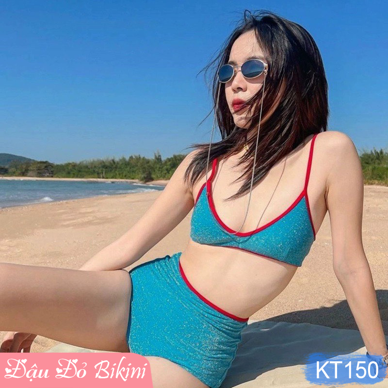 Bikini 2 mảnh nữ sexy gợi cảm, quần cạp cao, áo đệm ngực dày vừa phải, tôn vẻ quyến rũ bạn gái, chất đẹp ôm gọn gàng | KT150