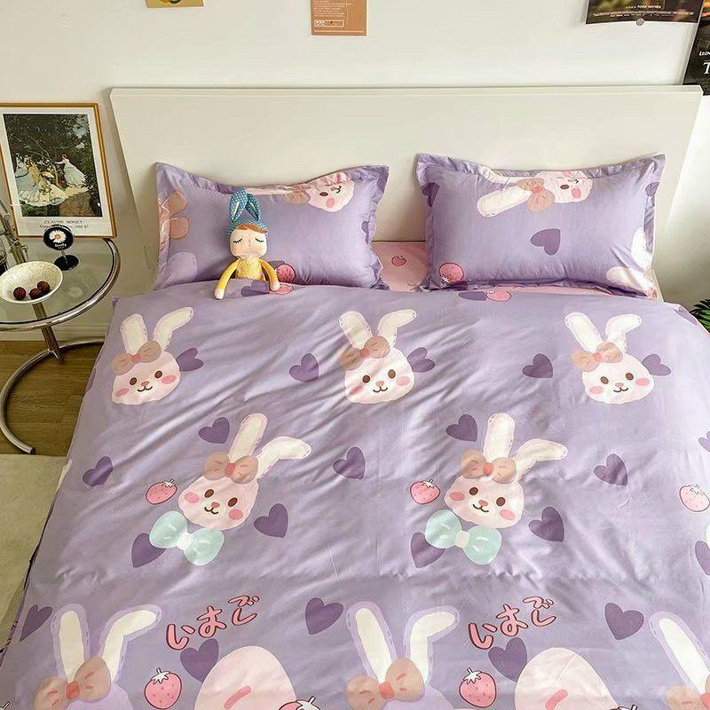 Bộ chăn ga cotton poly Shopquy mẫu đáng yêu Thỏ Love. Chăn ga gối phong cách hàn quốc