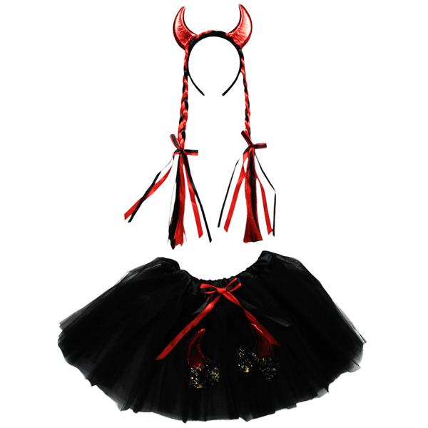 Bộ Váy Hóa Trang Halloween Bé Gái - Màu Đỏ Đen