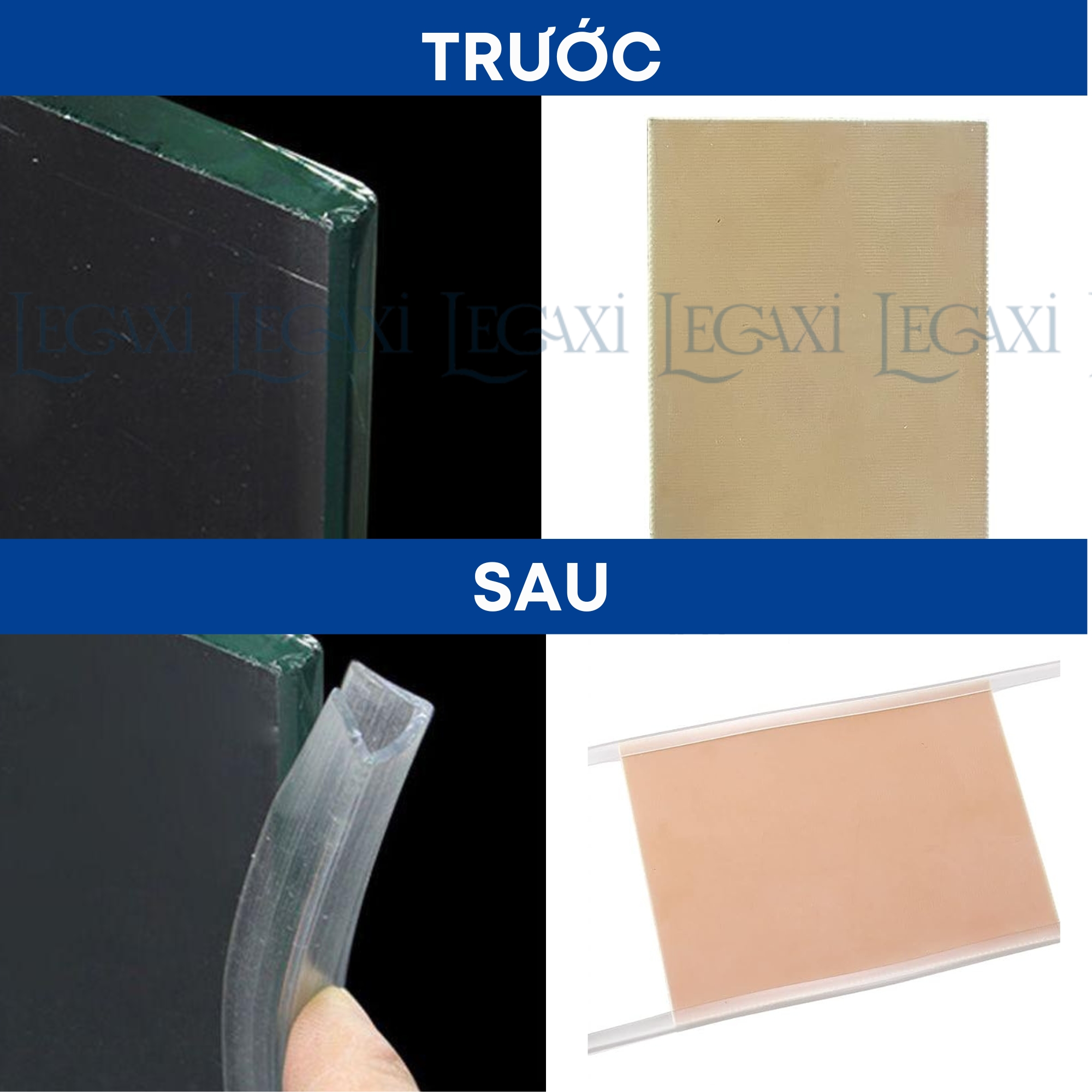 Dây viền cạnh kính, ron dán cửa kính cường lực chống va đập chữ U bọc cạnh bàn, gương, hồ cá, kệ, tủ Legaxi