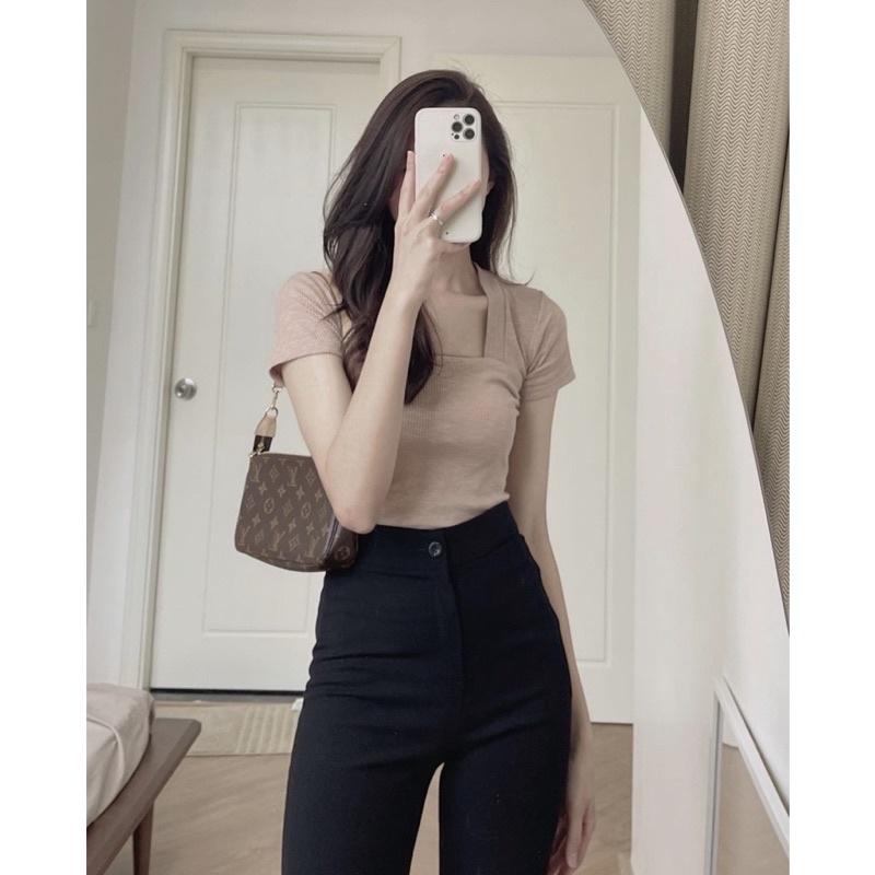 Quần ống suông nữ lưng cao dáng loe cạp cao 1 khuy dài chất tuyết mưa cao cấp thời trang. Quần ống suông nữ trẻ trung.