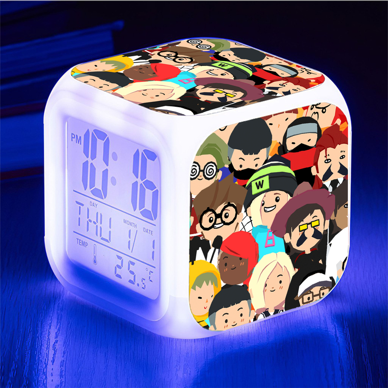 Đồng hồ báo thức để bàn in hình PLAY TOGETHER game anime chibi đèn LED đổi màu