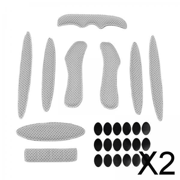 2x27pcs/Set Bike Helmet Padding Kits  Helmet Liner Chin Strap Foam Pads Grey