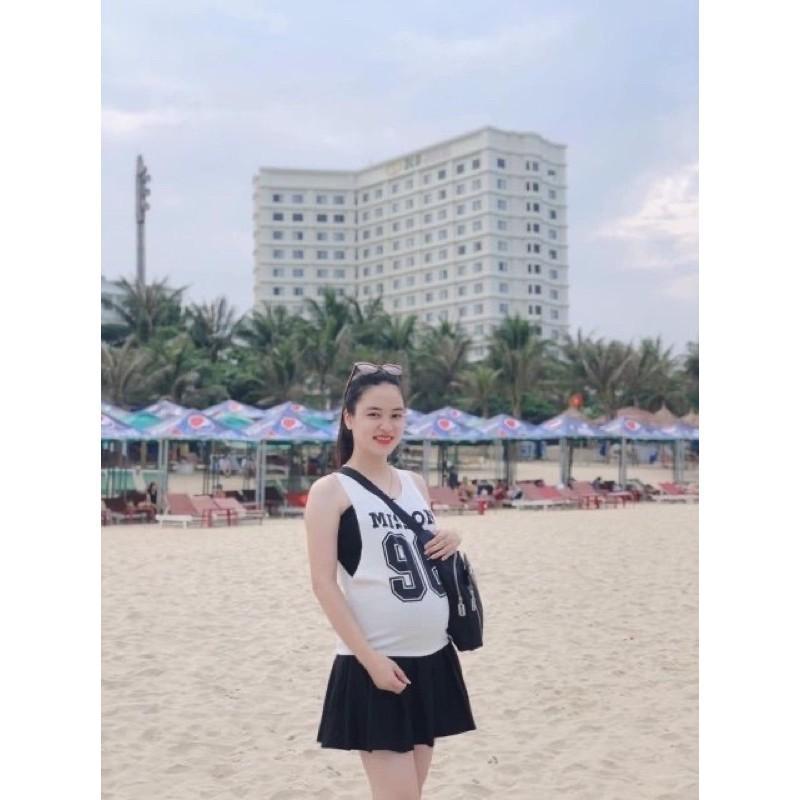 Chân váy bầu dập lyChất umi Hàn nhập khẩu siêu đẹpcó chun chỉnh to nhỏ từng thai kỳĐáp bụng co giãn