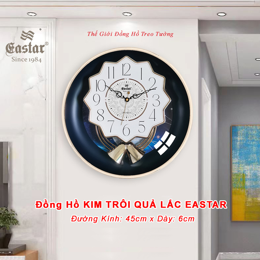 Đồng Hồ Treo Tường QUẢ LẮC - MÁY KIM TRÔI EASTAR Cao Cấp - Décor Trang Trí Nhà – Tặng 2 Pin Maxell – Bảo Hành 2 Năm