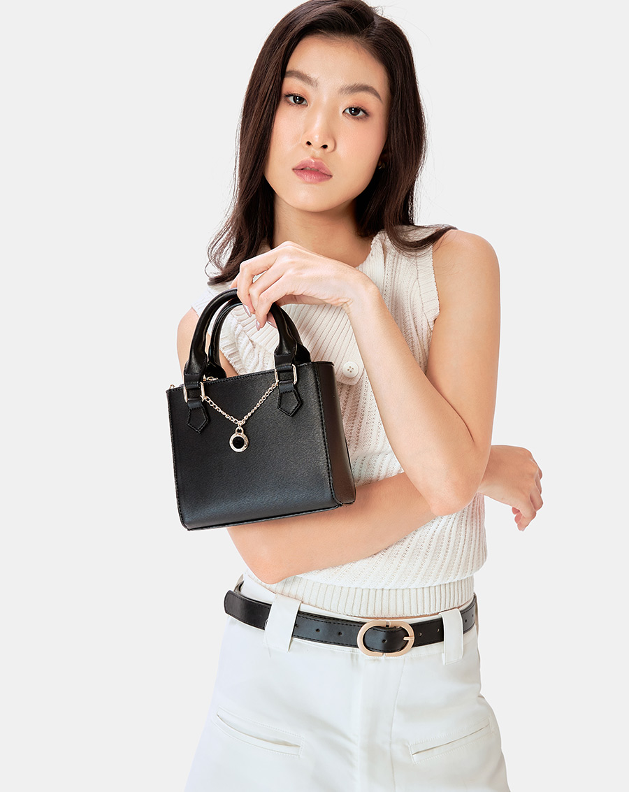 Túi Xách Nữ Thời Trang JUNO Cỡ Nhỏ Form Vuông Dây Xích Trang Trí TXN757