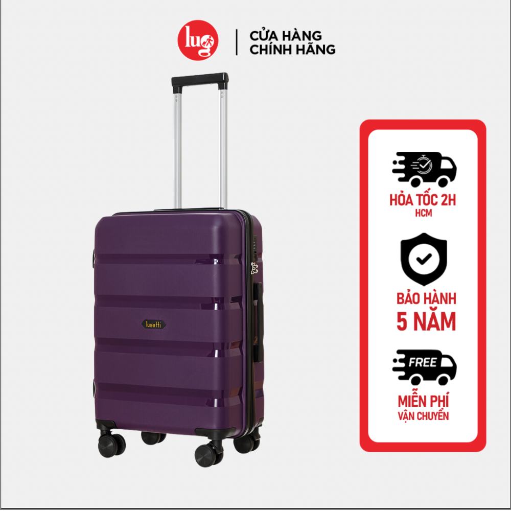Vali Kéo Lug Lusetti Sharon S18S22 Ls1150 Nhựa Pp Chống Bể Vỡ, Khóa Tsa An Ninh Quốc Tế - Purple - 18 Inch