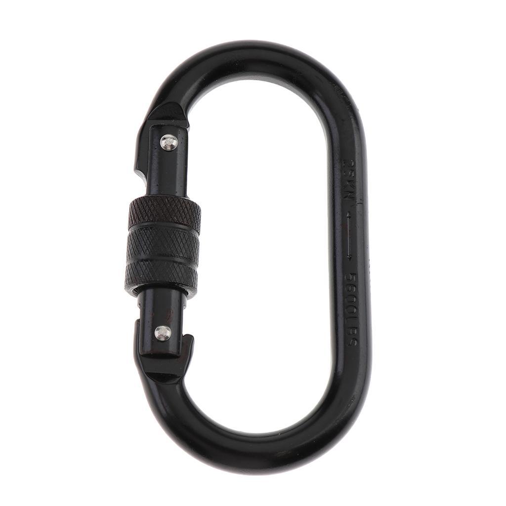 4pcs 25KN O-Shape High Strength Steel Screw Locking Carabiner for Climbing Hammock Black