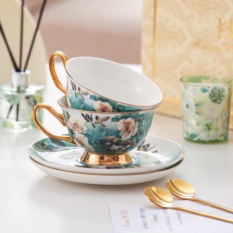 BỘ ẤM CHÉN SỨ CAO CẤP HOA VĂN CHIM - HOA NGHỆ THUẬT Hàng chính hãng