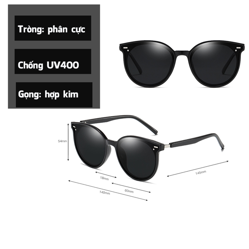 Kính Mát, Kính Thời Trang, Mắt Kính Nam Nữ Gọng Tròn Tròng Phân Cực Chống Tia UV Cực Tốt AK001- Aoron