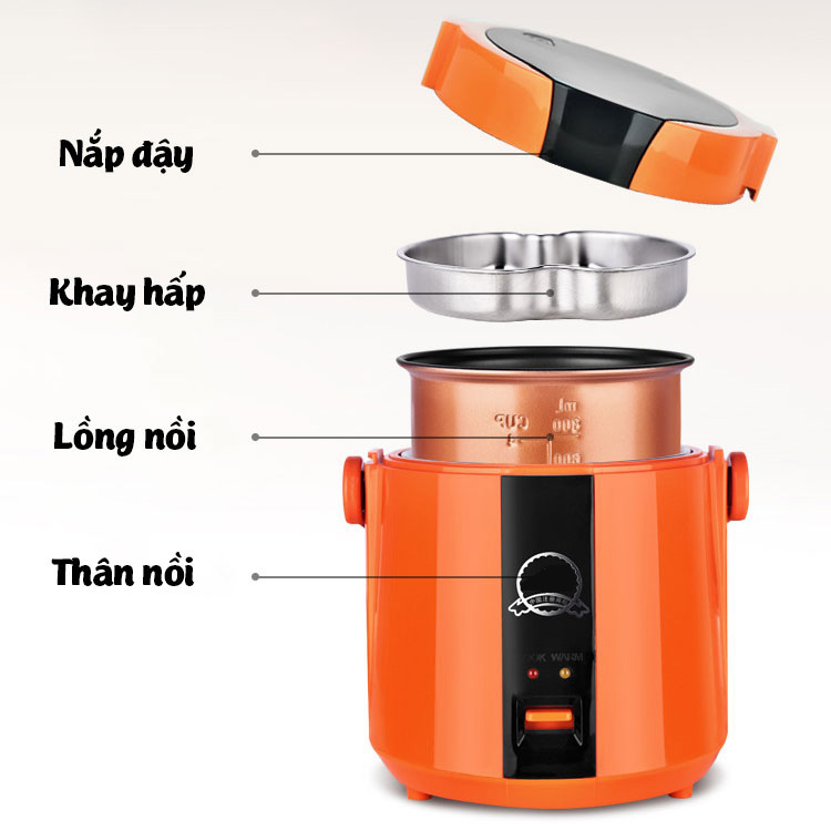 Hộp cơm điện mini B12-A 1.2 lít nấu cơm hâm nóng nấu cháo hầm sữa