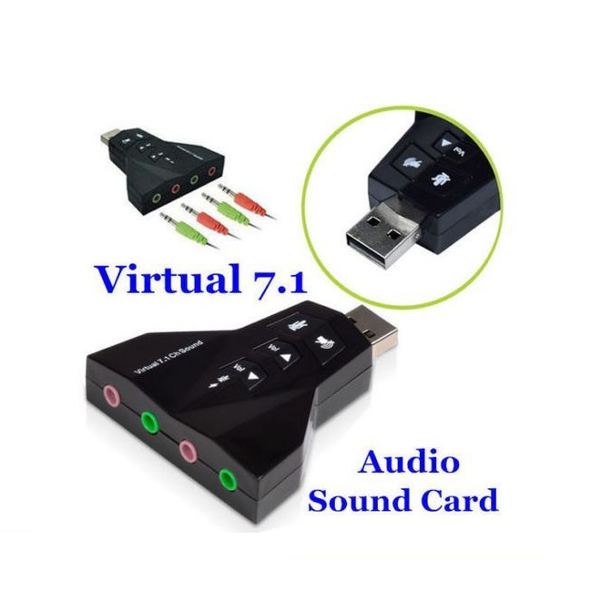 Usb sound 7.1 hỗ trợ 2 cổng âm thanh và 2 cổng audio Chính Hãng