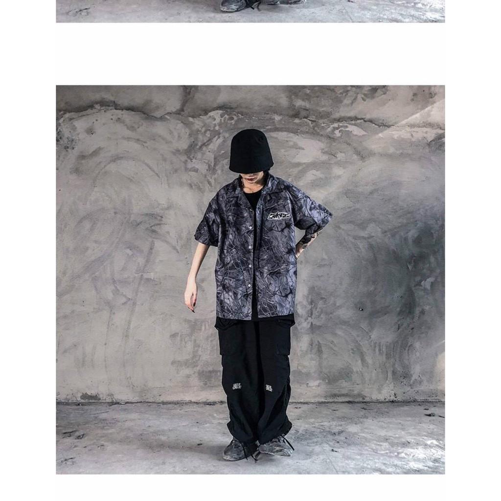 Áo sơ mi tay lở form rộng unisex,áo sơ mi loang màu in hình,chất mềm mịn,áo sơ mi cặp đôi