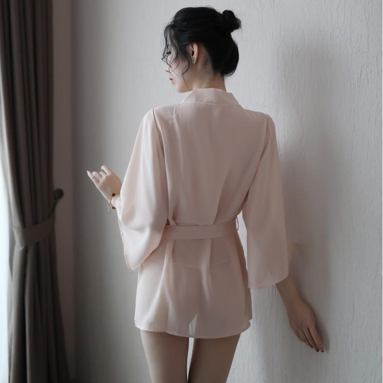 Đồ ngủ Sexy kiểu áo sơ mi che quần quyến rũ - Màu da
