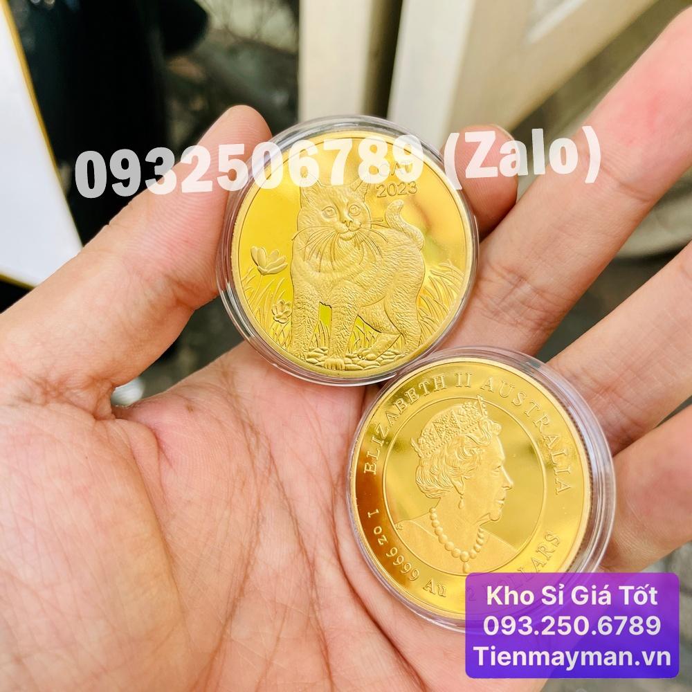 Móc khóa Tiền Xu Con Mèo Úc Vàng Mừng Năm Quý Mão 2023