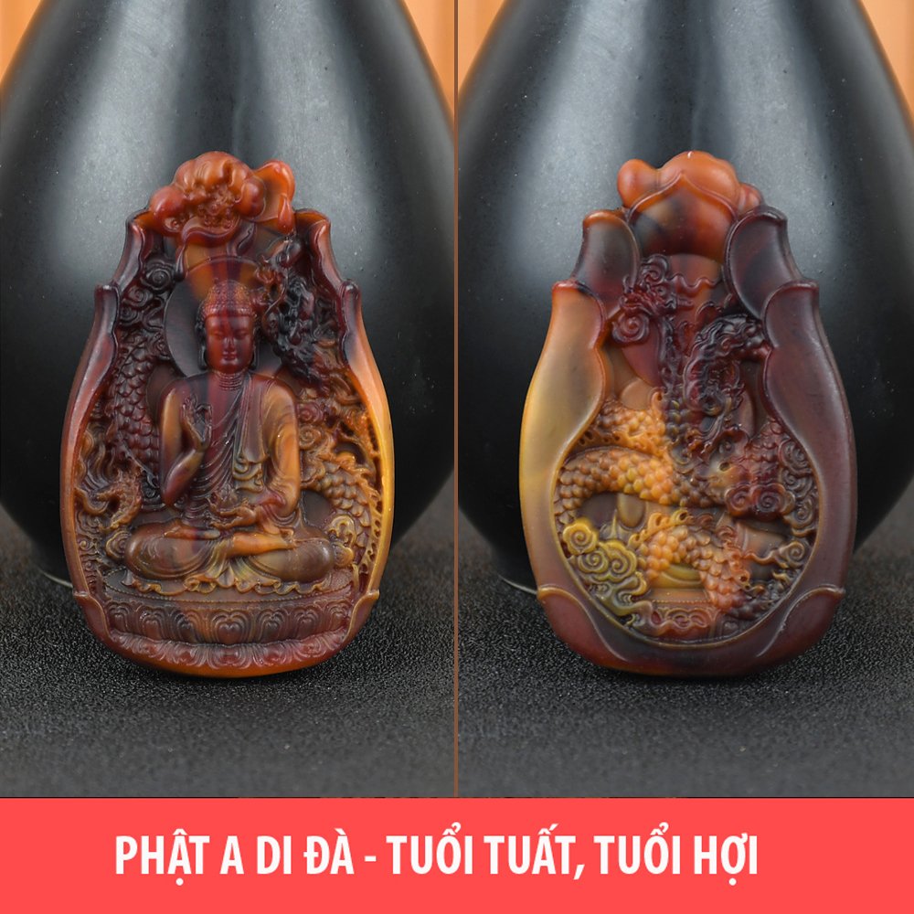 Dây chuyền Phật A Di Đà hương thơm bằng Long Diên Hương tổng hợp