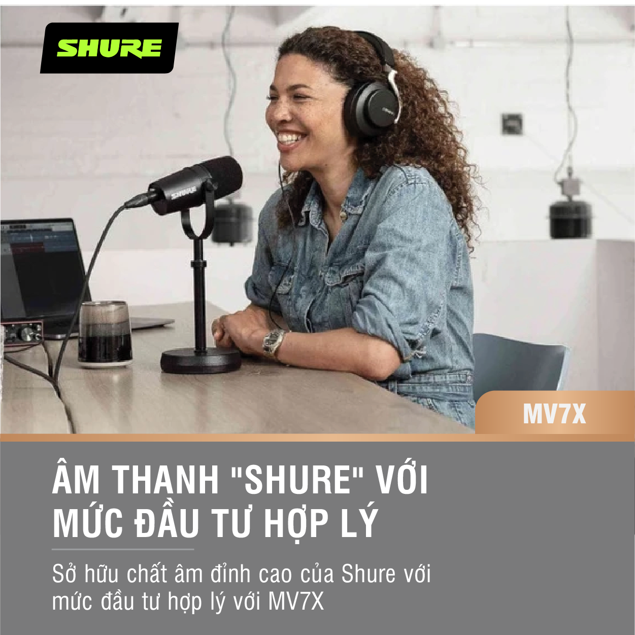Micro Podcast Shure MV7X Cổng XLR - Hàng Chính Hãng