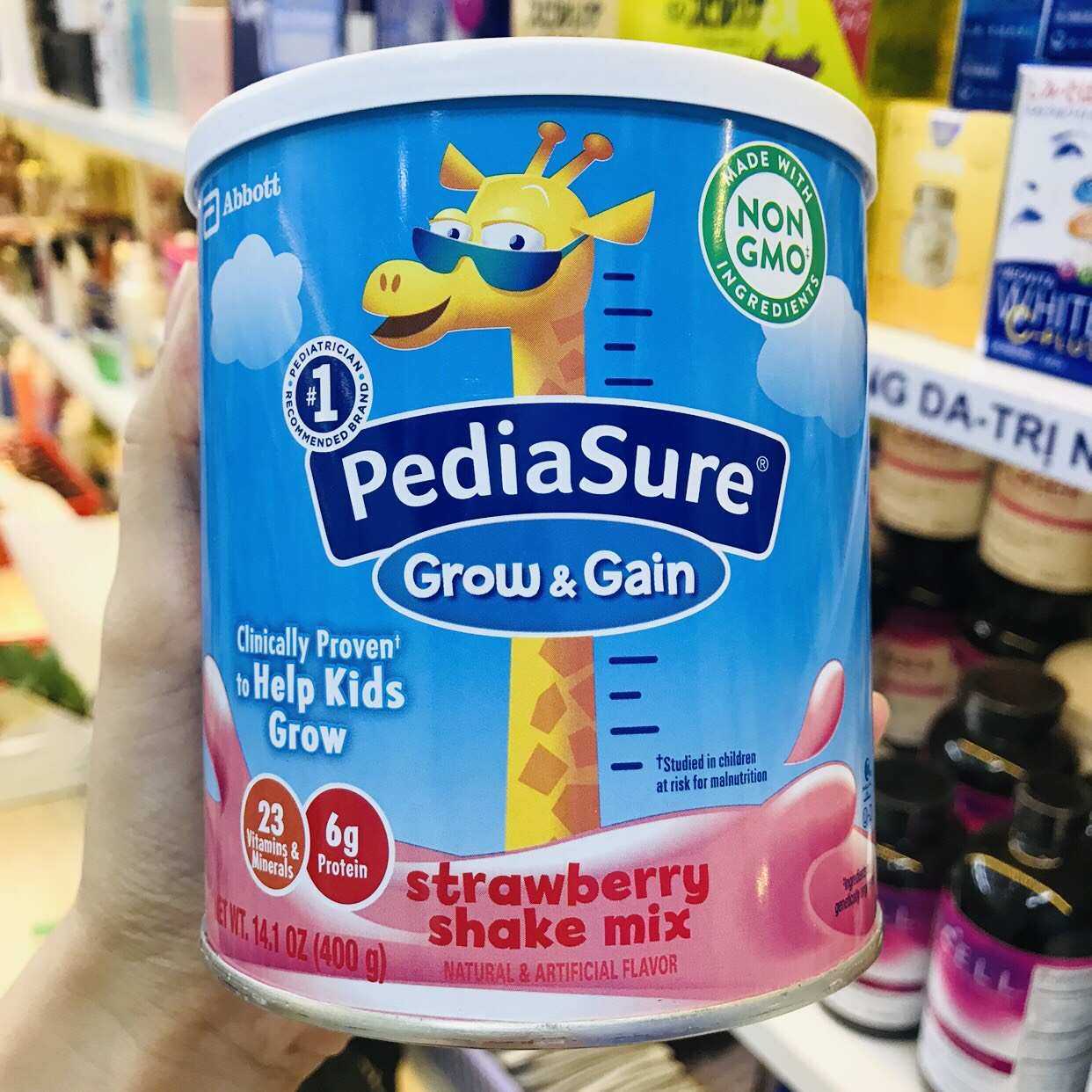 Sữa Pediasure Mỹ Grow & Gain 400g hương Dâu tăng cân tăng chiều cao cho trẻ từ 2-10 tuổi