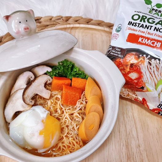 Mì Ăn Liền Hữu Cơ Thuần Chay Vị Kim Chi (85g) - Perfect Earth Organic Brown Rice Instant Noodle Kim Chi (85g)