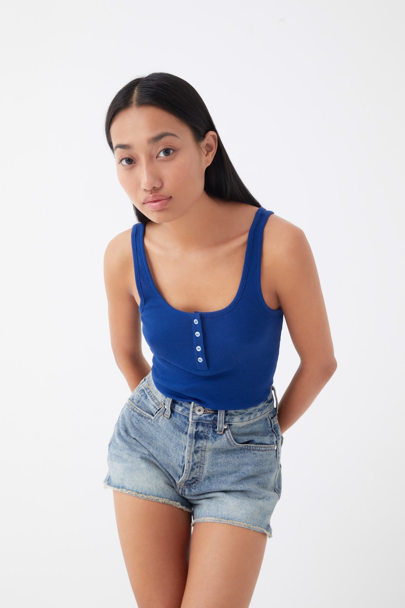 Áo Ba Lỗ Nữ Nút Cài Màu Xanh Dương - TheBlueTshirt - Icon Tank - Blue