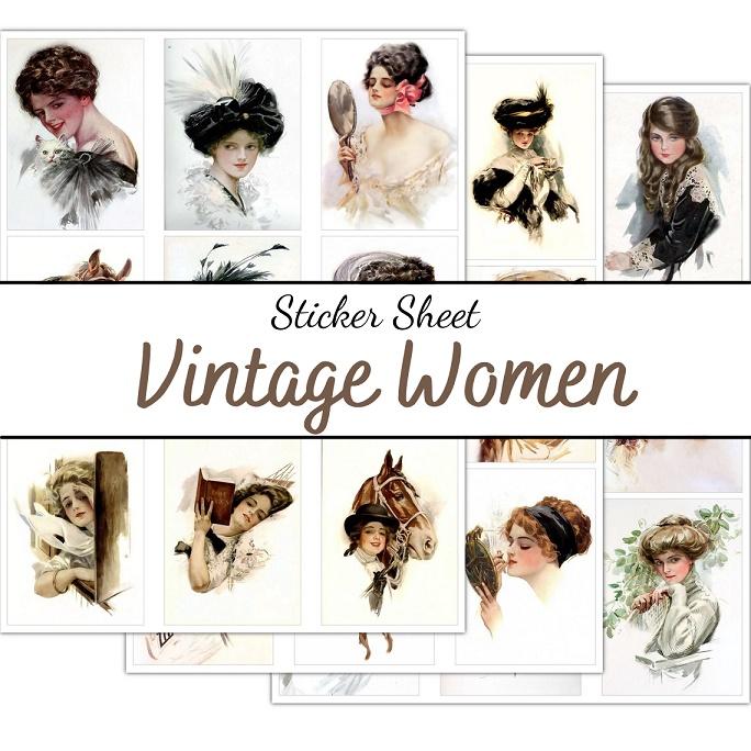 sticker sheet vintage women - sticker dán, trang trí sổ nhật kí, sổ tay | Bullet journal sticker - uni030