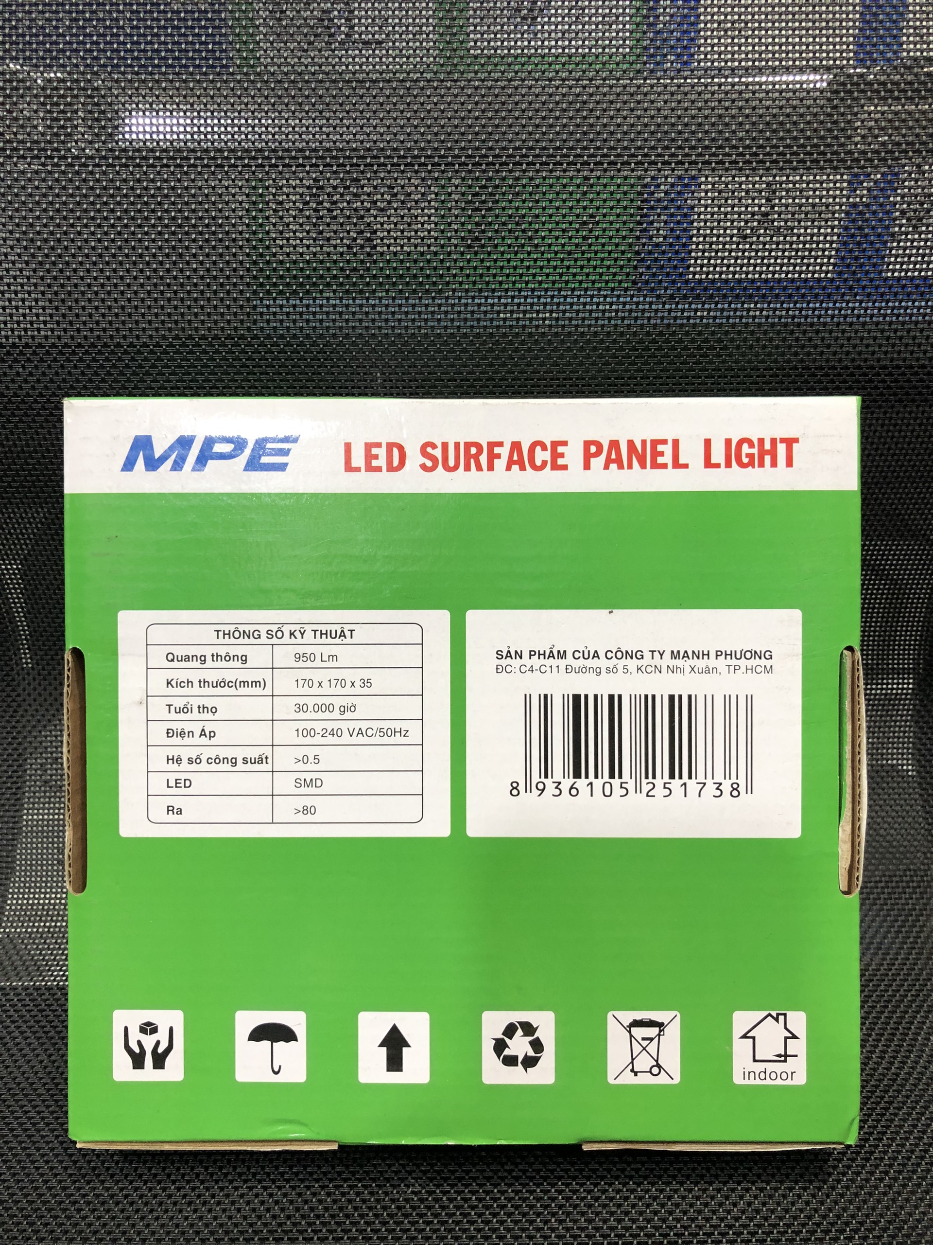 Đèn led panel ốp trần nổi vuông công suất 12W MPE (2 loại ánh sáng trắng và vàng)